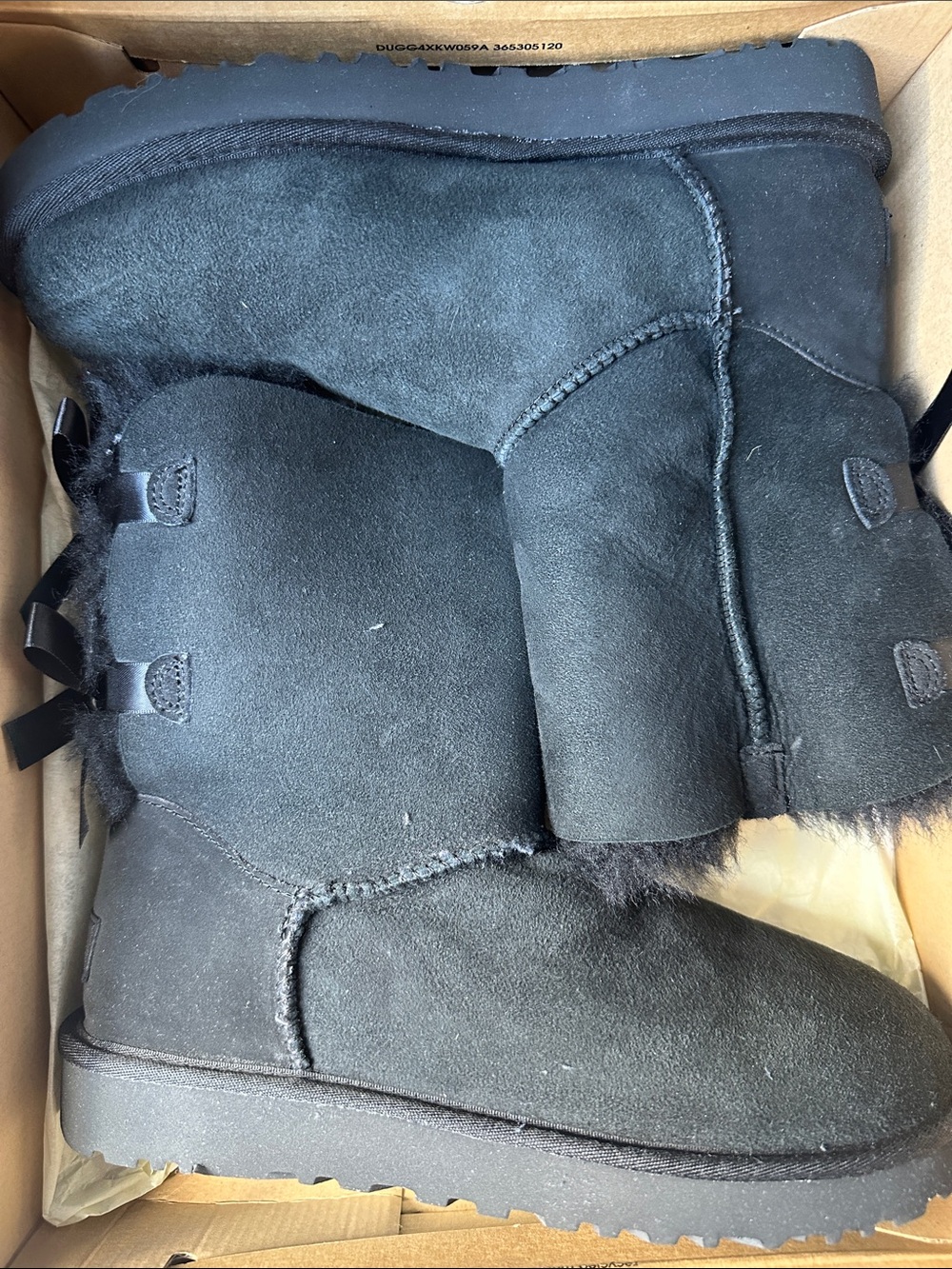 UGG Black Classic Short Bow Suede Winter Boots